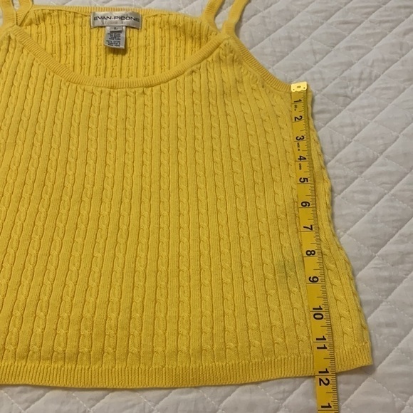 EVAN PICONE vintage cable knit tank top camisole cotton lemon yellow size large - Picture 8 of 9